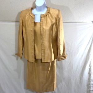 Jasper 3 piece gold outfit 2p Skirt, shell, jacket